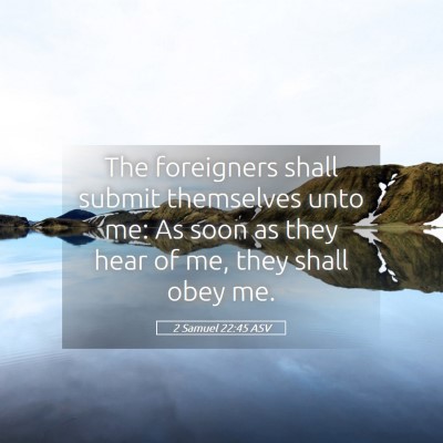 Picture 05 - 2 Samuel 22:45 ASV - The foreigners shall submit themselves unto me: - Bible Verse Picture