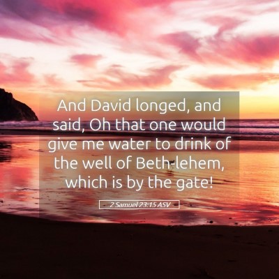 Picture 05 - 2 Samuel 23:15 ASV - And David longed, and said, Oh that one would - Bible Verse Picture