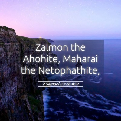 Picture 05 - 2 Samuel 23:28 ASV - Zalmon the Ahohite, Maharai the - Bible Verse Picture