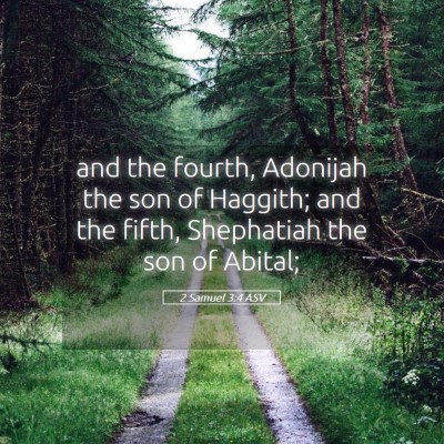 Picture 05 - 2 Samuel 3:4 ASV - and the fourth, Adonijah the son of Haggith; and - Bible Verse Picture