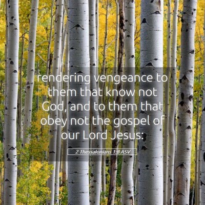 Picture 05 - 2 Thessalonians 1:8 ASV - rendering vengeance to them that know not God, - Bible Verse Picture
