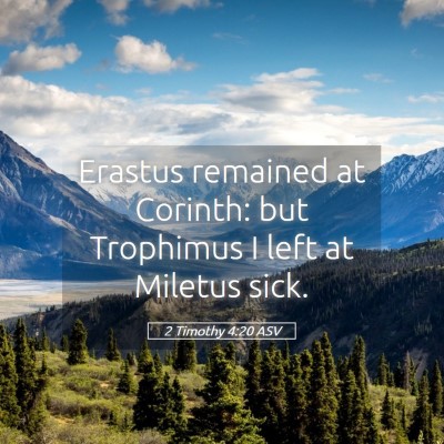 Picture 05 - 2 Timothy 4:20 ASV - Erastus remained at Corinth: but Trophimus I left - Bible Verse Picture
