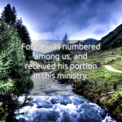 Picture 05 - Acts 1:17 ASV - For he was numbered among us, and received his - Bible Verse Picture