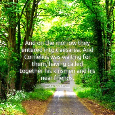 Picture 05 - Acts 10:24 ASV - And on the morrow they entered into Caesarea. And - Bible Verse Picture