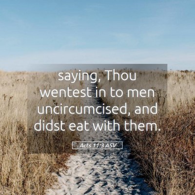 Picture 05 - Acts 11:3 ASV - saying, Thou wentest in to men uncircumcised, and - Bible Verse Picture