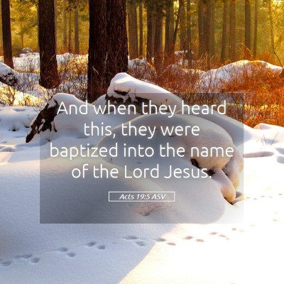 Picture 05 - Acts 19:5 ASV - And when they heard this, they were baptized into - Bible Verse Picture