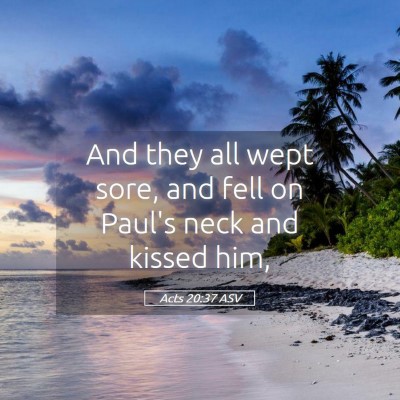 Picture 05 - Acts 20:37 ASV - And they all wept sore, and fell on Paul's neck - Bible Verse Picture