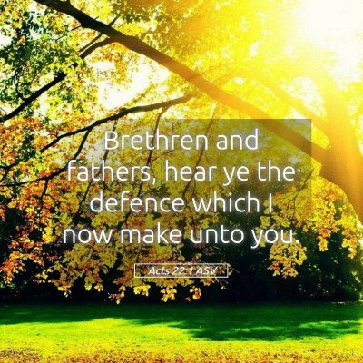 Picture 05 - Acts 22:1 ASV - Brethren and fathers, hear ye the defence which I - Bible Verse Picture
