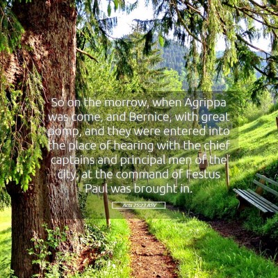 Picture 05 - Acts 25:23 ASV - So on the morrow, when Agrippa was come, and - Bible Verse Picture