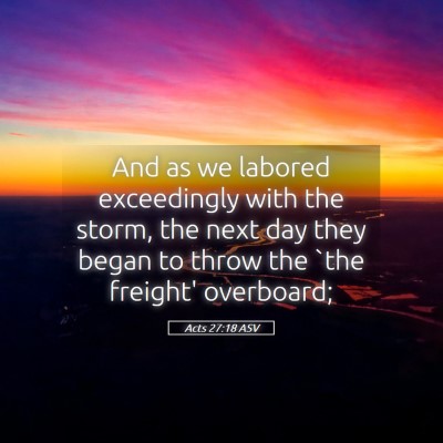 Picture 05 - Acts 27:18 ASV - And as we labored exceedingly with the storm, the - Bible Verse Picture