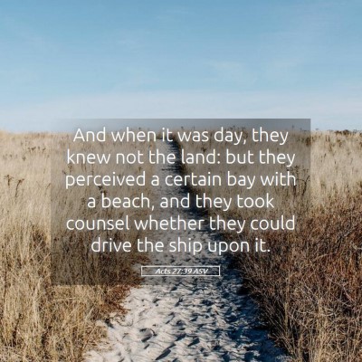 Picture 05 - Acts 27:39 ASV - And when it was day, they knew not the land: but - Bible Verse Picture