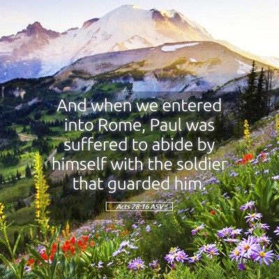 Picture 05 - Acts 28:16 ASV - And when we entered into Rome, Paul was suffered - Bible Verse Picture