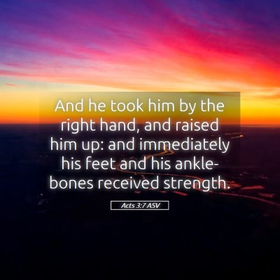 Picture 05 - Acts 3:7 ASV - And he took him by the right hand, and raised him - Bible Verse Picture