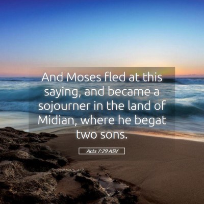 Picture 05 - Acts 7:29 ASV - And Moses fled at this saying, and became a - Bible Verse Picture