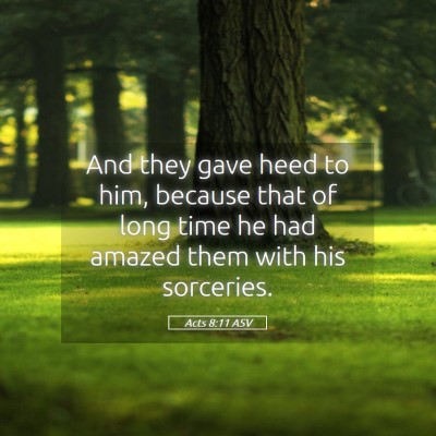Picture 05 - Acts 8:11 ASV - And they gave heed to him, because that of long - Bible Verse Picture