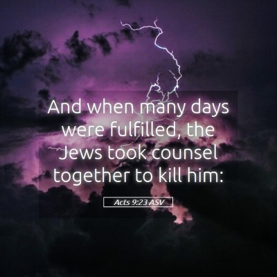 Picture 05 - Acts 9:23 ASV - And when many days were fulfilled, the Jews took - Bible Verse Picture