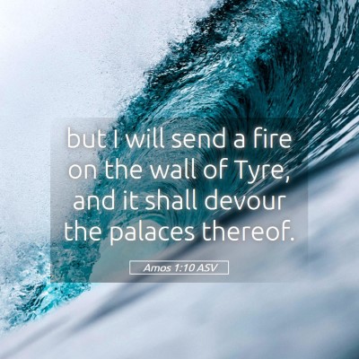 Picture 05 - Amos 1:10 ASV - but I will send a fire on the wall of Tyre, and - Bible Verse Picture