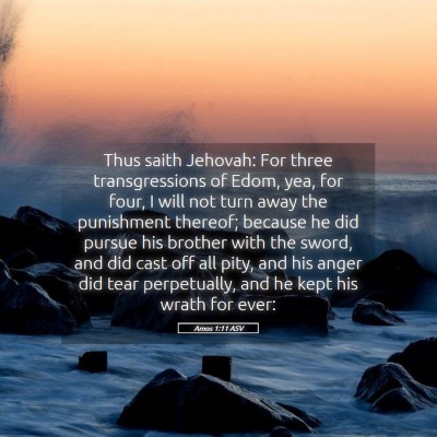 Picture 05 - Amos 1:11 ASV - Thus saith Jehovah: For three transgressions of - Bible Verse Picture
