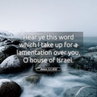 Picture 05 - Amos 5:1 ASV - Hear ye this word which I take up for a - Bible Verse Picture