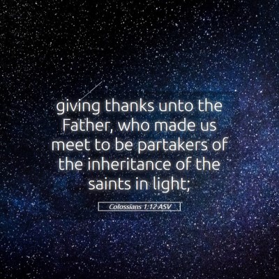 Picture 05 - Colossians 1:12 ASV - giving thanks unto the Father, who made us meet - Bible Verse Picture