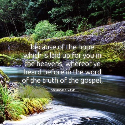 Picture 05 - Colossians 1:5 ASV - because of the hope which is laid up for you in - Bible Verse Picture