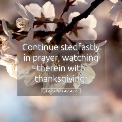 Picture 05 - Colossians 4:2 ASV - Continue stedfastly in prayer, watching therein - Bible Verse Picture