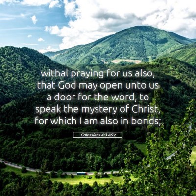 Picture 05 - Colossians 4:3 ASV - withal praying for us also, that God may open - Bible Verse Picture
