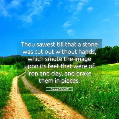 Picture 05 - Daniel 2:34 ASV - Thou sawest till that a stone was cut out without - Bible Verse Picture