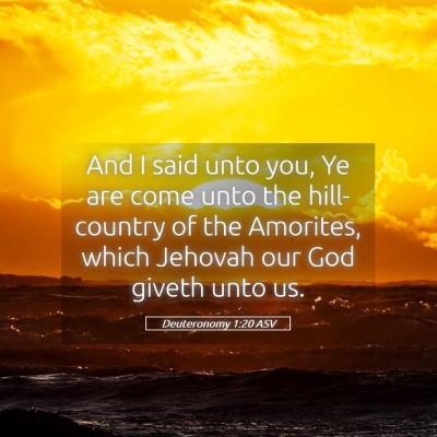 Picture 05 - Deuteronomy 1:20 ASV - And I said unto you, Ye are come unto the - Bible Verse Picture