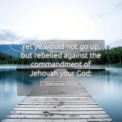 Picture 05 - Deuteronomy 1:26 ASV - Yet ye would not go up, but rebelled against the - Bible Verse Picture