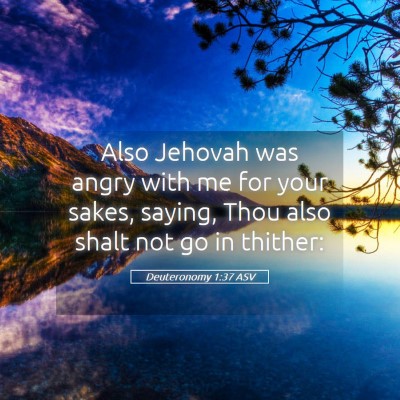 Picture 05 - Deuteronomy 1:37 ASV - Also Jehovah was angry with me for your sakes, - Bible Verse Picture