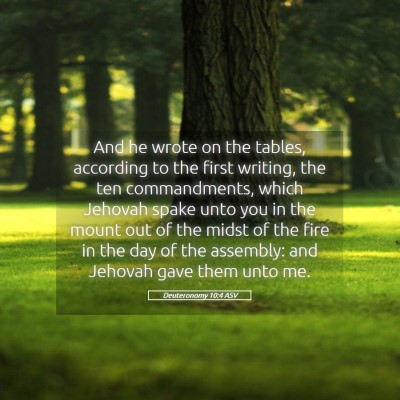 Picture 05 - Deuteronomy 10:4 ASV - And he wrote on the tables, according to the - Bible Verse Picture