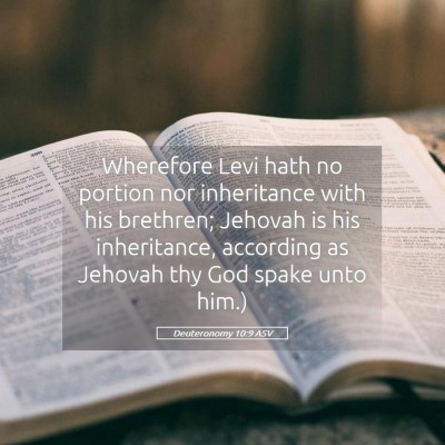 Picture 05 - Deuteronomy 10:9 ASV - Wherefore Levi hath no portion nor inheritance - Bible Verse Picture
