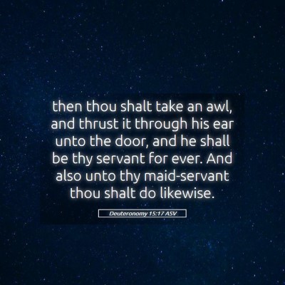 Picture 05 - Deuteronomy 15:17 ASV - then thou shalt take an awl, and thrust it - Bible Verse Picture