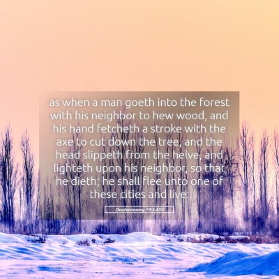 Picture 05 - Deuteronomy 19:5 ASV - as when a man goeth into the forest with his - Bible Verse Picture