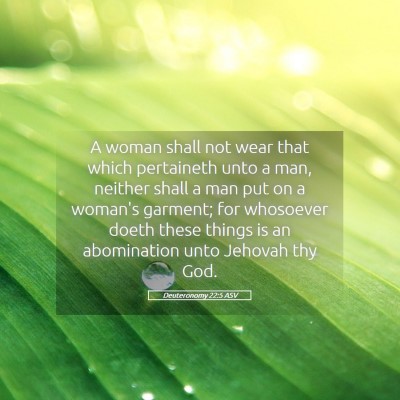 Picture 05 - Deuteronomy 22:5 ASV - A woman shall not wear that which pertaineth unto - Bible Verse Picture