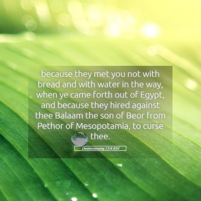 Picture 05 - Deuteronomy 23:4 ASV - because they met you not with bread and with - Bible Verse Picture