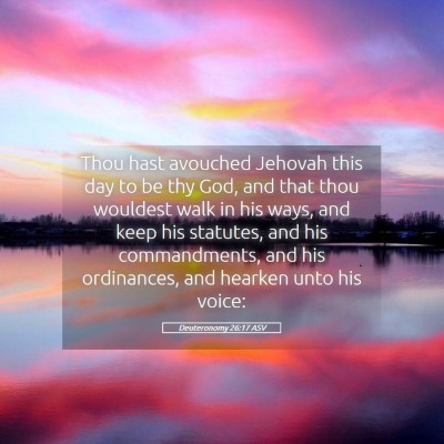 Picture 05 - Deuteronomy 26:17 ASV - Thou hast avouched Jehovah this day to be thy - Bible Verse Picture