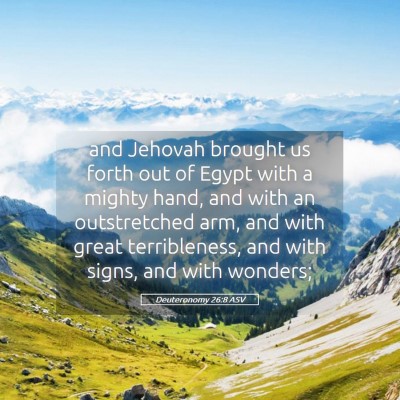 Picture 05 - Deuteronomy 26:8 ASV - and Jehovah brought us forth out of Egypt with a - Bible Verse Picture