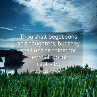 Picture 05 - Deuteronomy 28:41 ASV - Thou shalt beget sons and daughters, but they - Bible Verse Picture