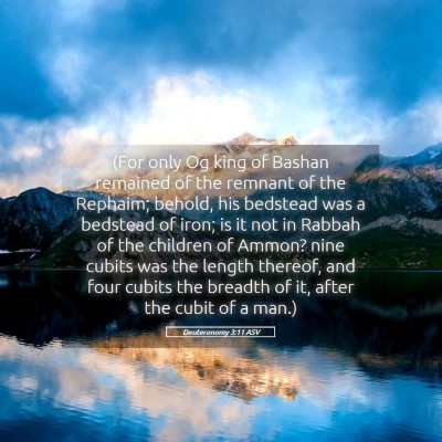 Picture 05 - Deuteronomy 3:11 ASV - (For only Og king of Bashan remained of the - Bible Verse Picture