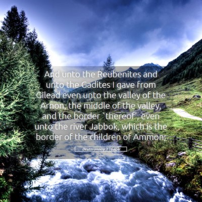 Picture 05 - Deuteronomy 3:16 ASV - And unto the Reubenites and unto the Gadites I - Bible Verse Picture