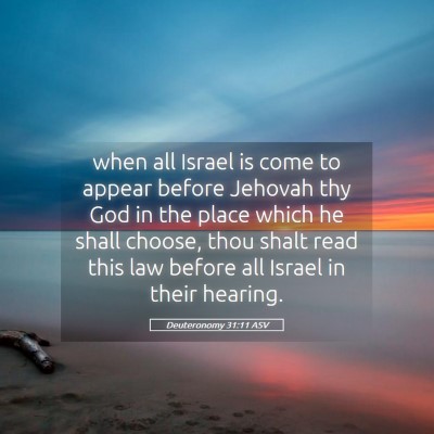 Picture 05 - Deuteronomy 31:11 ASV - when all Israel is come to appear before Jehovah - Bible Verse Picture