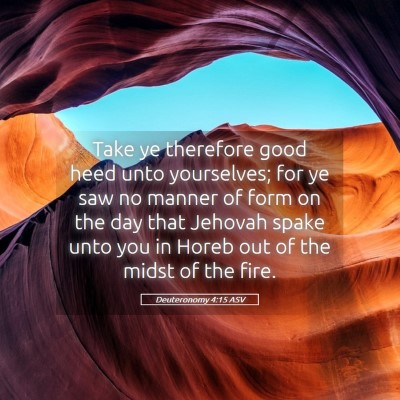 Picture 05 - Deuteronomy 4:15 ASV - Take ye therefore good heed unto yourselves; for - Bible Verse Picture