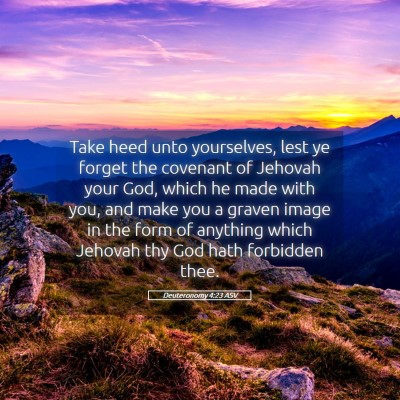 Picture 05 - Deuteronomy 4:23 ASV - Take heed unto yourselves, lest ye forget the - Bible Verse Picture
