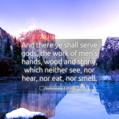 Picture 05 - Deuteronomy 4:28 ASV - And there ye shall serve gods, the work of men's - Bible Verse Picture