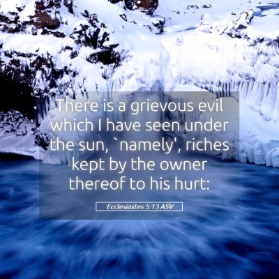 Picture 05 - Ecclesiastes 5:13 ASV - There is a grievous evil which I have seen under - Bible Verse Picture