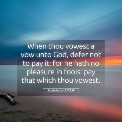 Picture 05 - Ecclesiastes 5:4 ASV - When thou vowest a vow unto God, defer not to pay - Bible Verse Picture