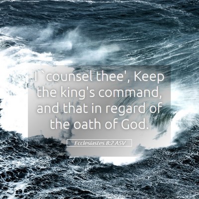 Picture 05 - Ecclesiastes 8:2 ASV - I `counsel thee', Keep the king's command, and - Bible Verse Picture