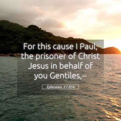 Picture 05 - Ephesians 3:1 ASV - For this cause I Paul, the prisoner of Christ - Bible Verse Picture